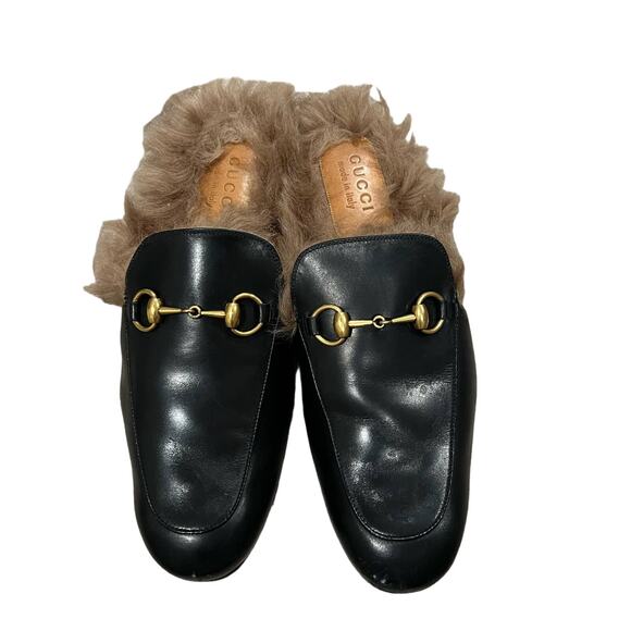 Gucci Men's Princetown Fur Mule slide Loafer Size 8 - Picture 1 of 13